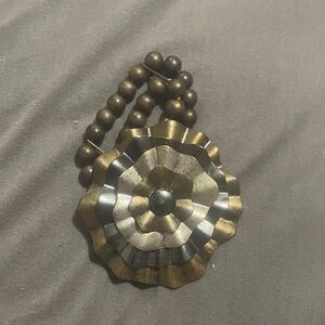 Metallic Flower Pendant with Beaded Chain